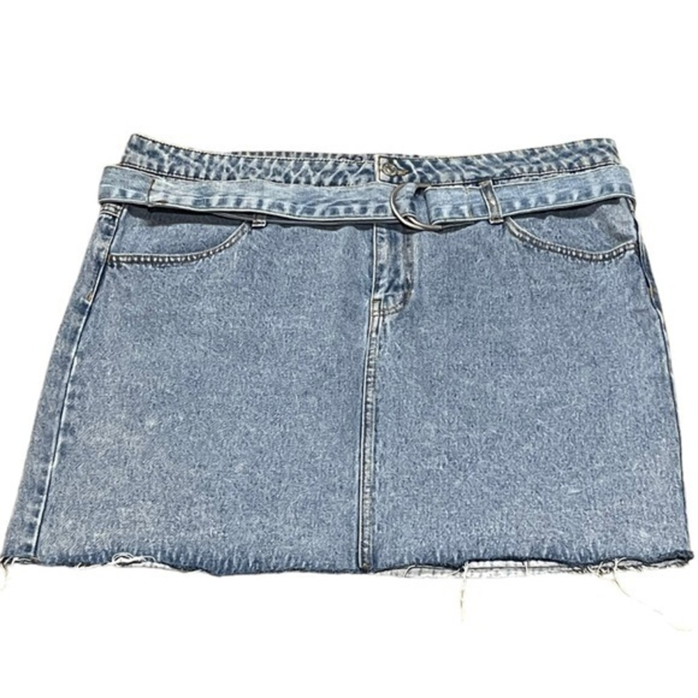 CP Jeans Belted Denim Skirt Acid Wash 13